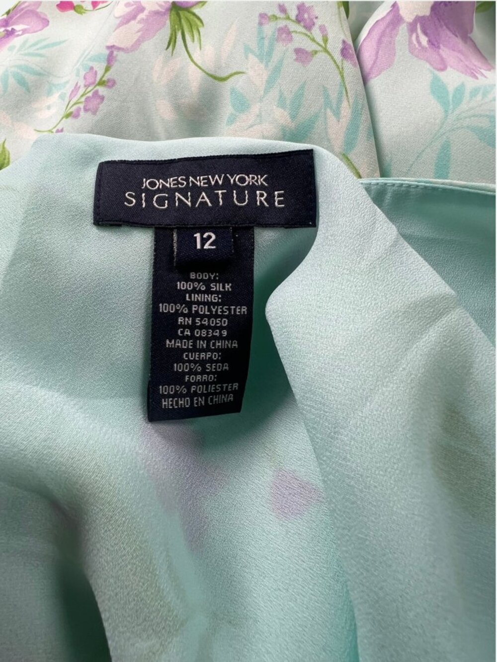Vintage 90s/Y2K Jones New York floral Silk Dress – Size 12 - Picture 5 of 8